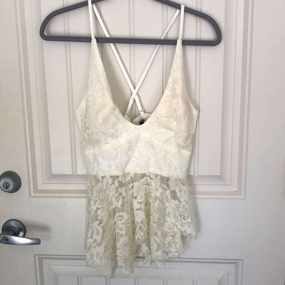 White lace halter top